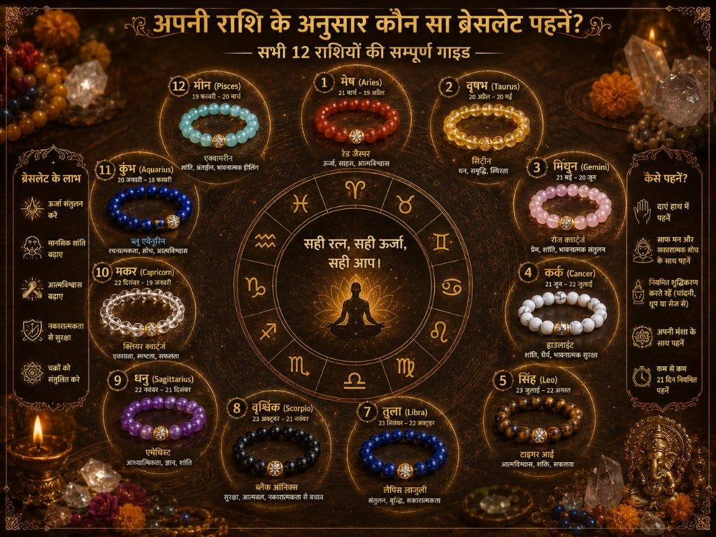 अपनी राशि के अनुसार कौन सा ब्रेसलेट पहनें? — सभी 12 राशियों की सम्पूर्ण गाइड