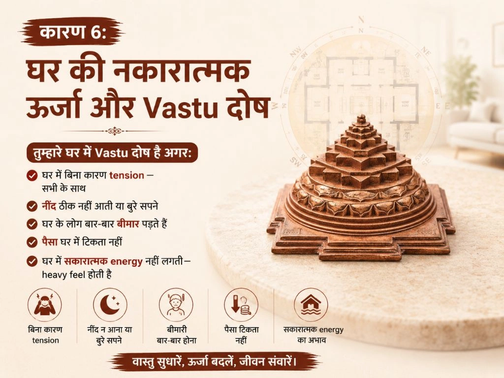 ghar ki nakaratmak urja vastu dosh ke lakshan shri yantra copper pyramid upay — Suyagya