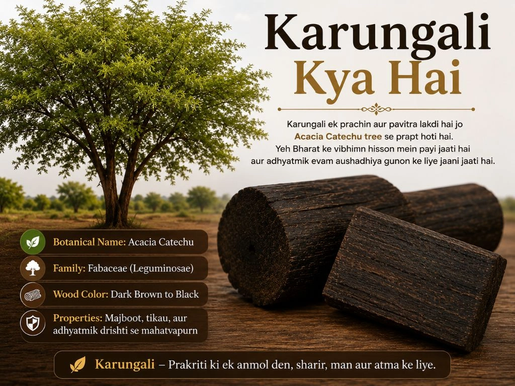 Karungali kya hai — Acacia Catechu tree dark ebony wood spiritual properties India | Suyagya