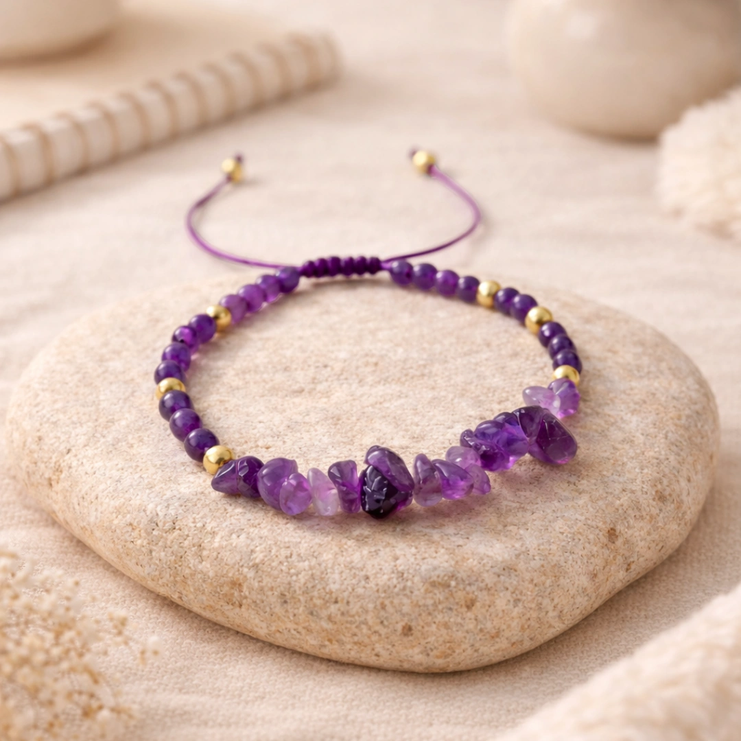 Natural Amethyst Uncut Stone Bracelet – Premium Quality