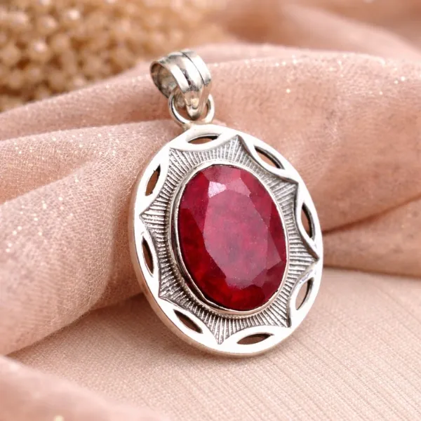 Ruby Gemstone Cocktail Pendant in 925 Sterling Silver – Premium Quality