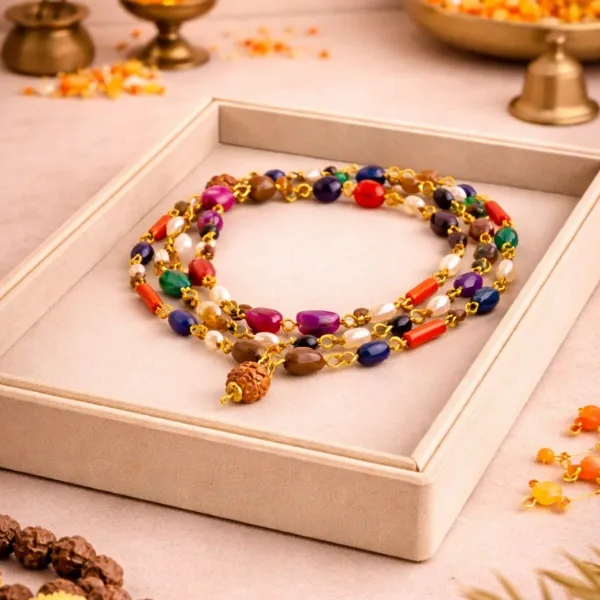 SUYAGYA Navrattan Mala Regular Original 9 Gemstone Navratna Mala for Navgraha Planetary Balance Affordable
