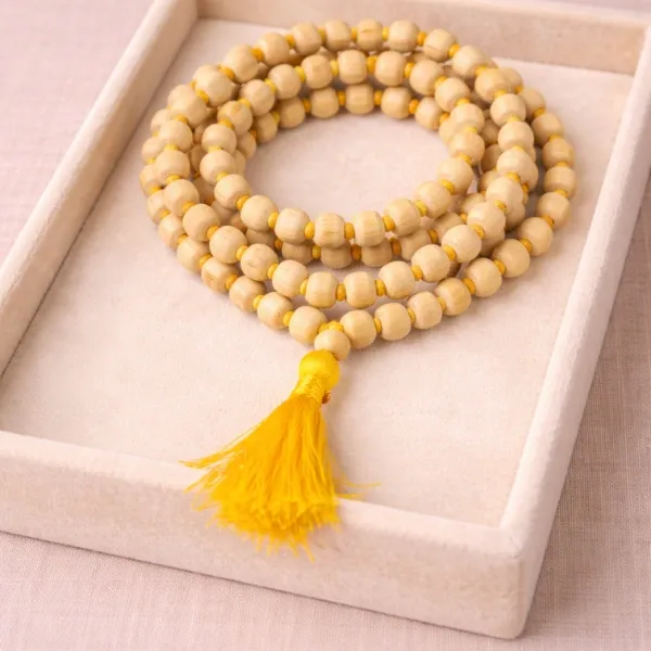 SUYAGYA Tulsi Jaap Mala Original 108+1 Beads Holy Basil Wood Mala for Vishnu Pooja Mantra Chanting and Meditation