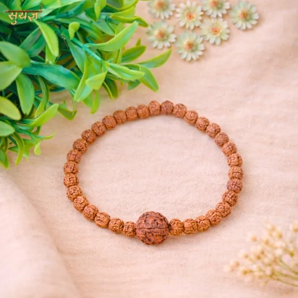 Original 3 Mukhi Rudraksha Bracelet with Red Thread - Super Quality Agni Bead by Suyagya