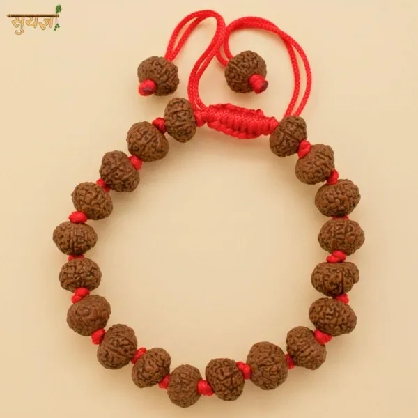 Original 10 Mukhi Rudraksha Bracelet with Red Thread - Super Quality Vishnu Bead by Suyagya