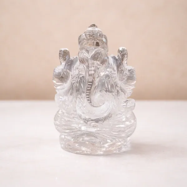 Crystal Quartz Ganesh Murti — Natural Clear Quartz Ganesha Idol for Home and Office