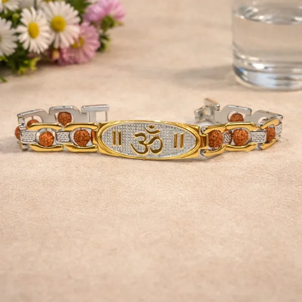Om Gold Plated Rudraksha Bracelet