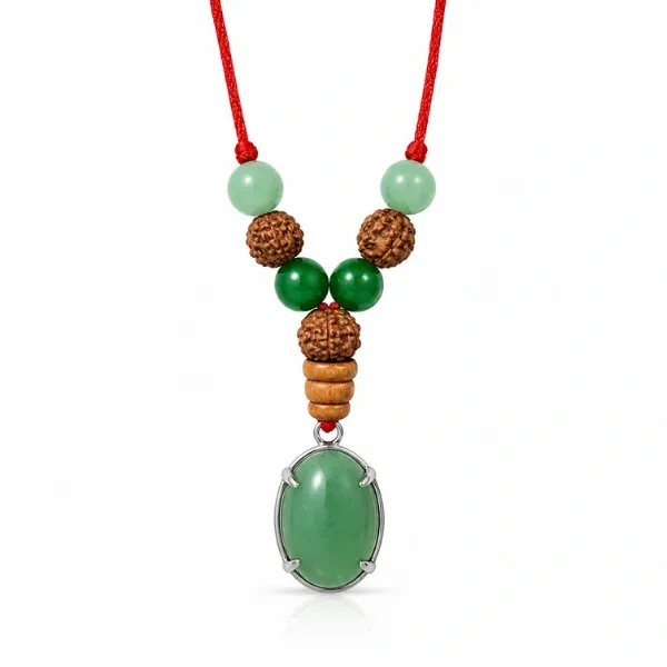 Gemini Mithun Rashi Pendant green aventurine rudraksha green jade — Suyagya India ₹699