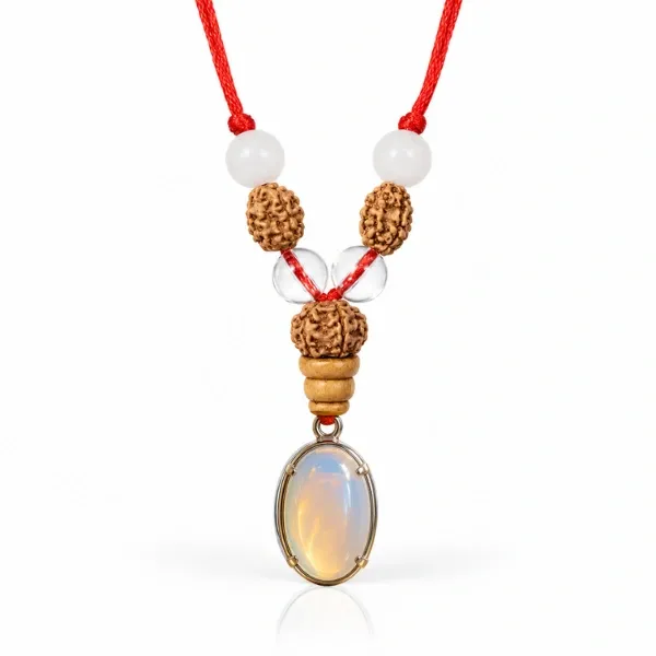 Taurus Vrishabh Rashi Pendant moonstone rudraksha clear quartz — Suyagya India ₹699