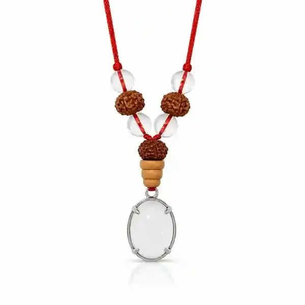 Libra Tula Rashi Pendant moonstone clear quartz rudraksha Venus energy — Suyagya India ₹699