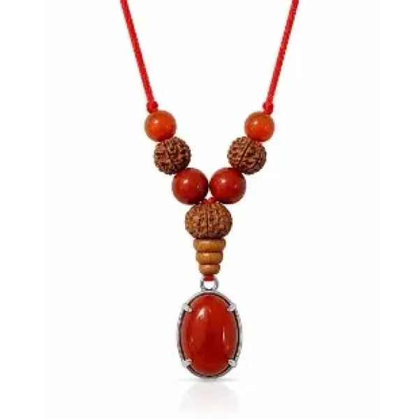 Aries Mesh Rashi Pendant red jasper rudraksha carnelian — Suyagya India ₹699