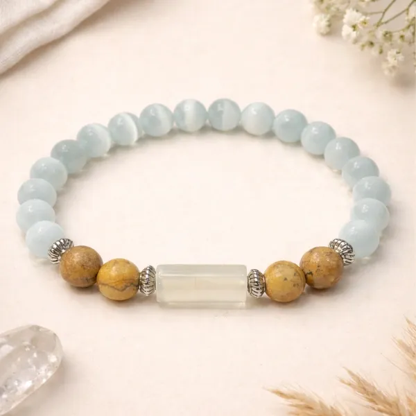 Taurus (Vrishabha) Rashi Aquamarine Bracelet — Calm, Clarity & Venus Energy