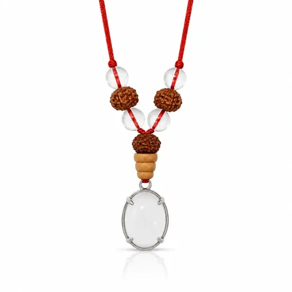 Libra Tula rashi pendant original moonstone clear quartz rudraksha Venus energy | Suyagya