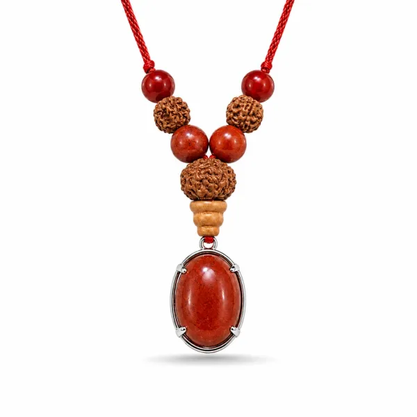 Scorpio Vrishchik rashi pendant original red jasper carnelian rudraksha beads | Suyagya