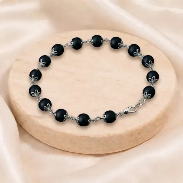 Karungali Silver Plated Bracelet – Original Ebony Wood Beads for Mangal Dosh