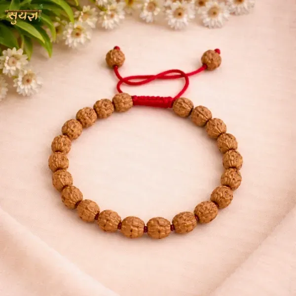 Original 7 Mukhi Rudraksha bracelet red thread super quality Lakshmi bead Nepal certified | Suyagya