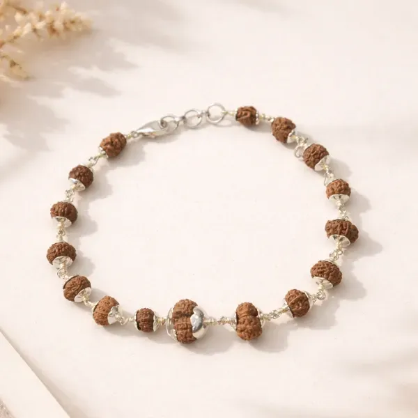 1 to 14 Mukhi Rudraksha Silver Bracelet with Gauri Shankar & Ganesh Rudraksha
