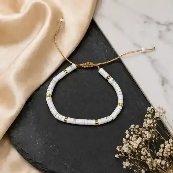 White Turquoise Natural stone Bracelet For Calmness, Healing, and Positive Energy