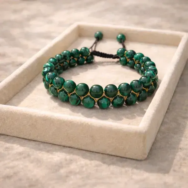 Malachite Bracelet — Natural Green Stone for Heart Healing and Protection