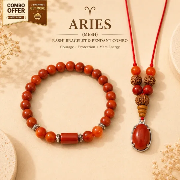 Aries Mesh Rashi Bracelet and Pendant Combo – Suyagya